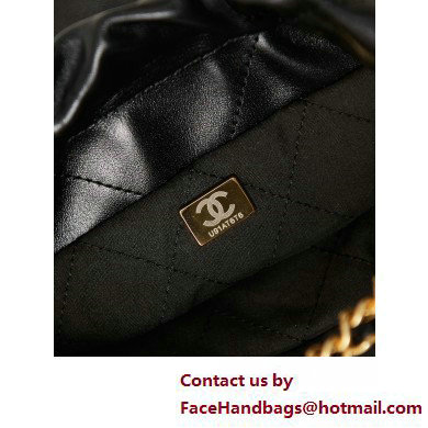 Chanel Shiny Calfskin  &  Gold-Tone Metal CHANEL 22 Mini Handbag AS3980 Black